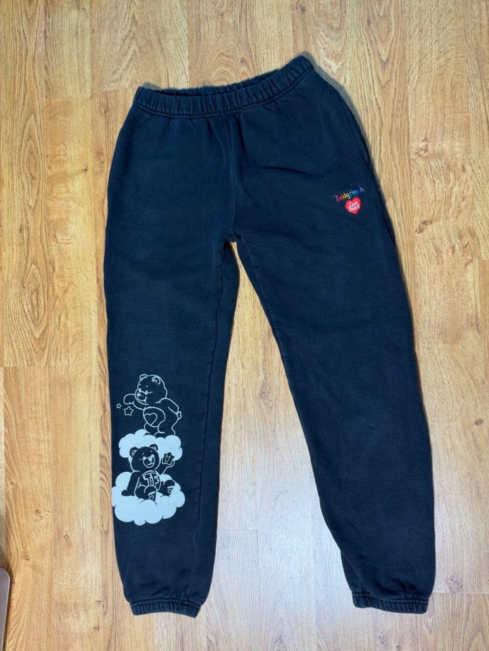 Teddy Fresh x Care Bears Sweatpants Joggers Black Size XS Embroidered Graphic